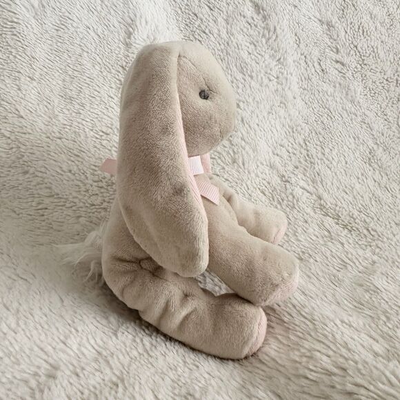 Carrots Bunnies By The Bay Little Loops Bunny Rabbit 6” Tan Pink Ribbon Plush - Picture 2 of 6